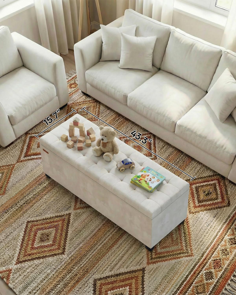 ABHENG Velvet Storage ottoman bench with legs,43.5”W x 15.7”D x 15.7”H,metal ...