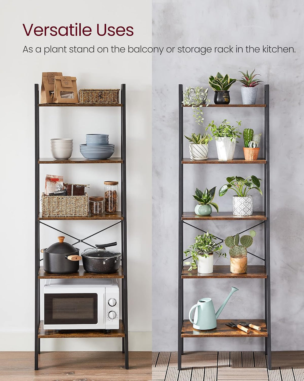 VASAGLE Ladder Shelf, Bookcase Book Shelf, Storage Shelves, 5-Tier, 22In