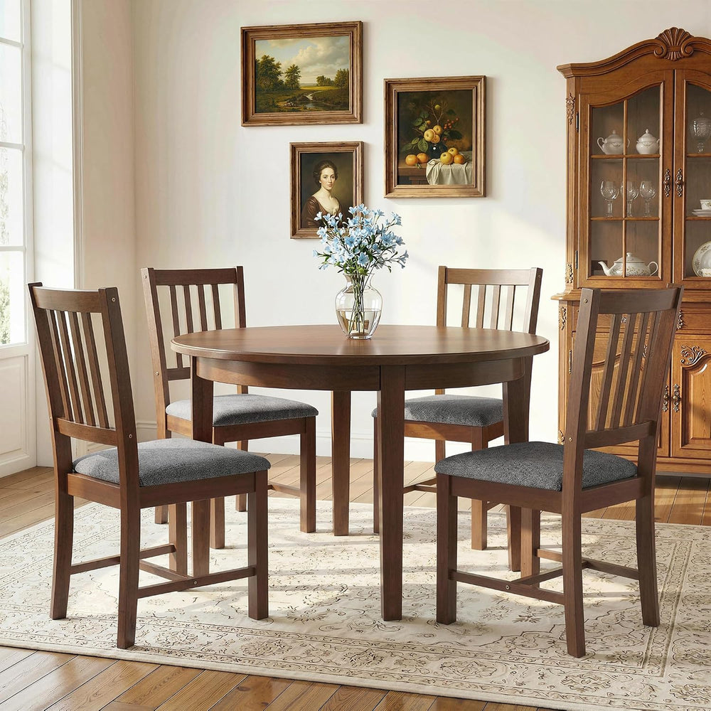 HOMCOM Wooden Dining Chairs Set of 4 with Slat Backrest, Farmhouse, Walnut