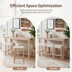 DUHOME 4 Piece Bar Table Set with Power Outlet，Dining Table Set | Industrial Breakfast Table with 3 Padded Stools Solid Wood Counter Height Bar Set for Living Room, Dining Room Natural