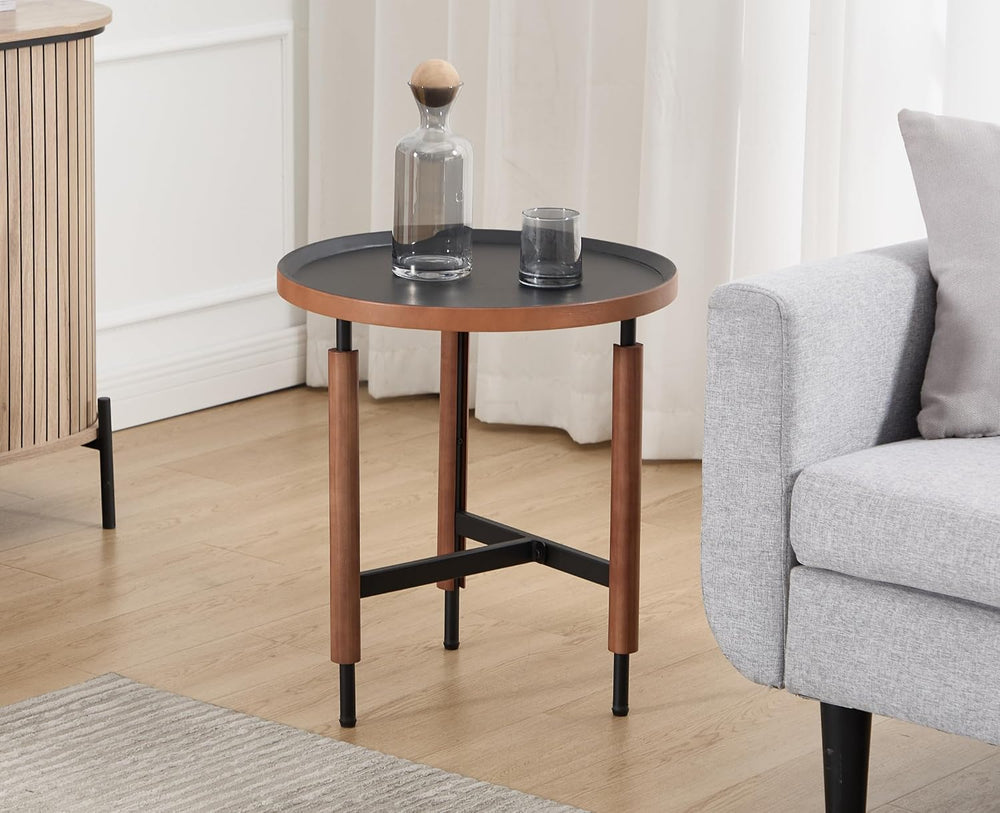 EALSON 19.5" Round Side Table Mid Cnetury Modern End Table for Couch Sof...