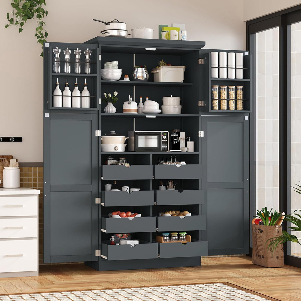 35.5x17.6x70.9inch Freestanding Kitchen Pantry Cabinet, Tall Storage Cabinet ...