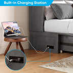 Mjkone Murphy Bed with Folding Mattress, Queen Size Cabinet Bed with USB Charging Station & Large Drawers, Cube Cabinet Beds for Guest Room, Home, Office (Grey)