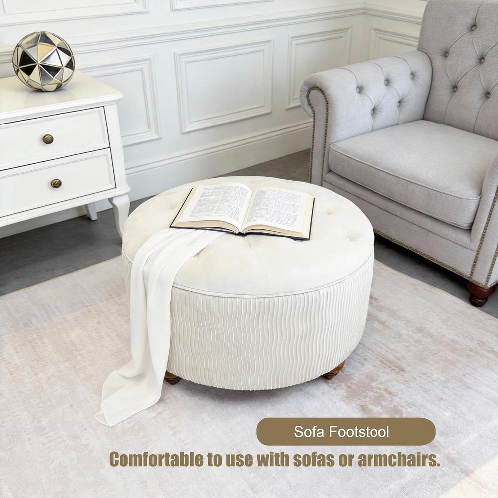 modscape 30 inch Round Storage Ottoman Coffee Table with Lift Off Lid | Moder...