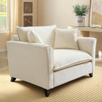 ERYE 46.9" Chenille Upholstered Accent Chair Wide Seat for Living Room Bedroom, Modern Leisure Cushion Armchair W/ 2 Pillows and Removable Cover for Home Apartment Office
