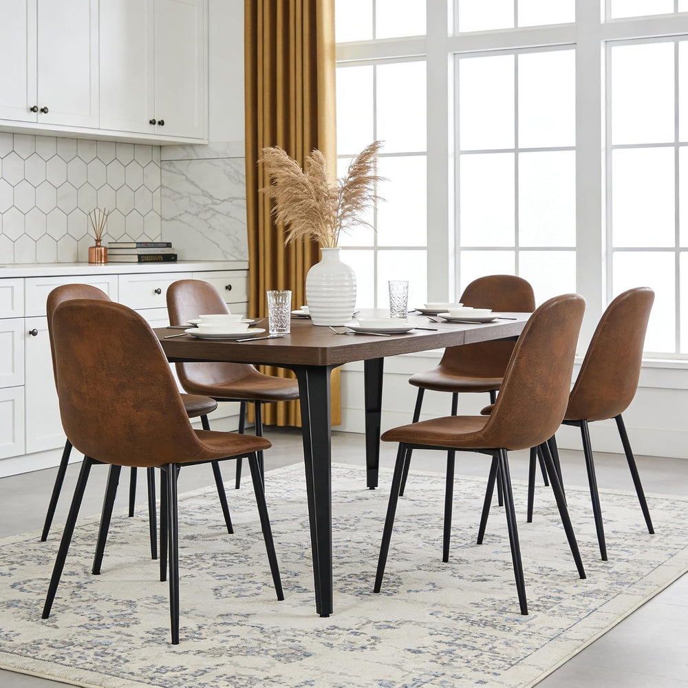 FurnitureR Modern Mid Century Leathaire Upholstered Kitchen Dining Chair, Arm...