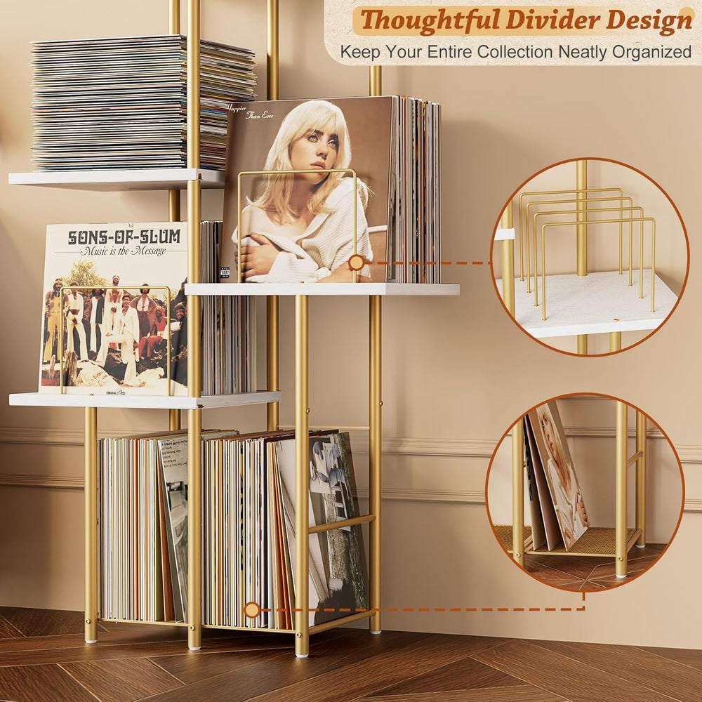 Record Player Stand, Vinyl Record Storage Holder with Display Shelf, Turntabl...