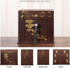 Hand-Painted Wooden Jewelry Boxes for Women - 8-Layer Large Lockable Jewelry Box with Compartments, Dresser Top Jewelry Organizer, Vintage Wooden Jewelry Storage