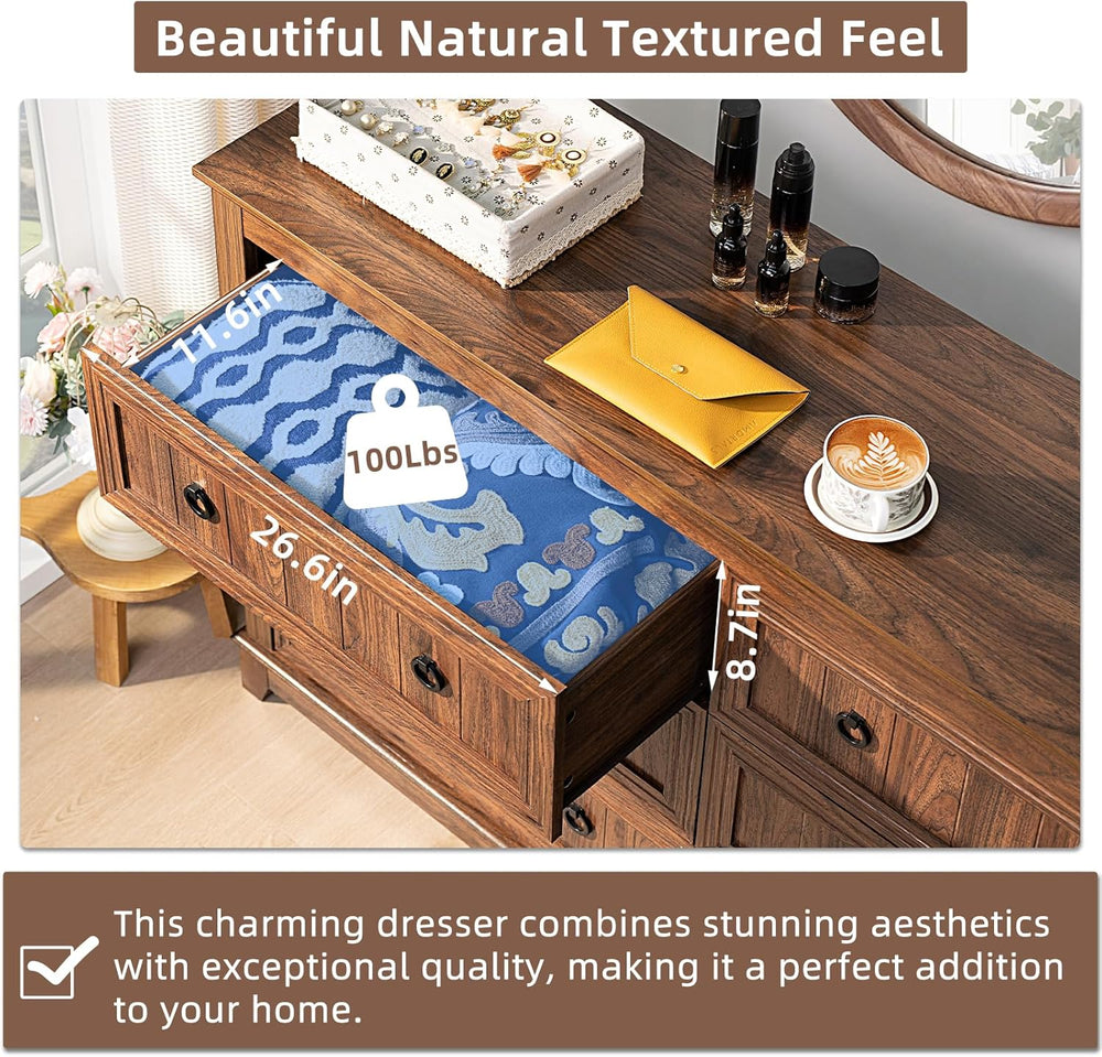 Joaxswe Bedroom Dresser and Nightstand Sets 4 Piece,Farmhouse Brown Dresser