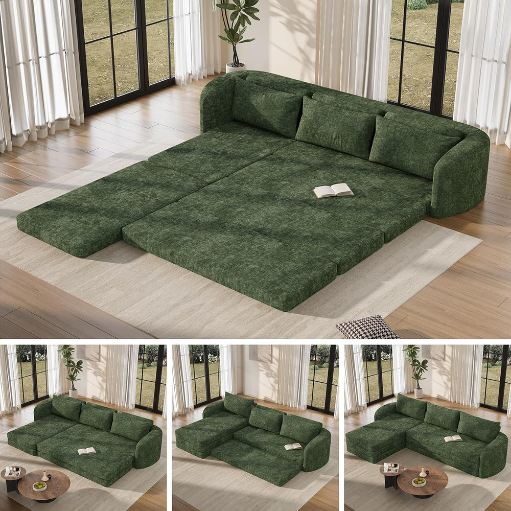 Vesgantti 110.2" Modular Sectional Sofa with Curved Armrest, 6 in 1 Conv...