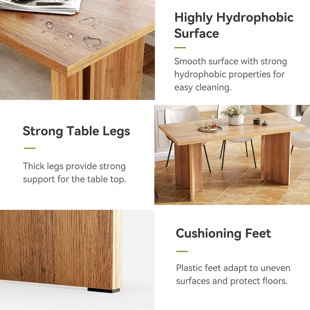 LITTLE TREE Wooden Dining Table Set for 6, 63-Inch Rectangle Kitchen Table, M...