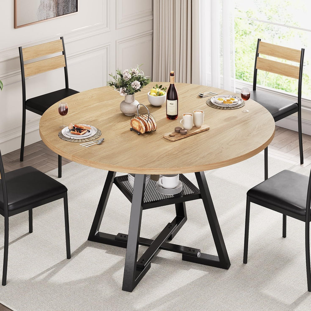 Jocoevol Round Dining Table,Kitchen Dining Room Circle Dinner Pedestal Table,...
