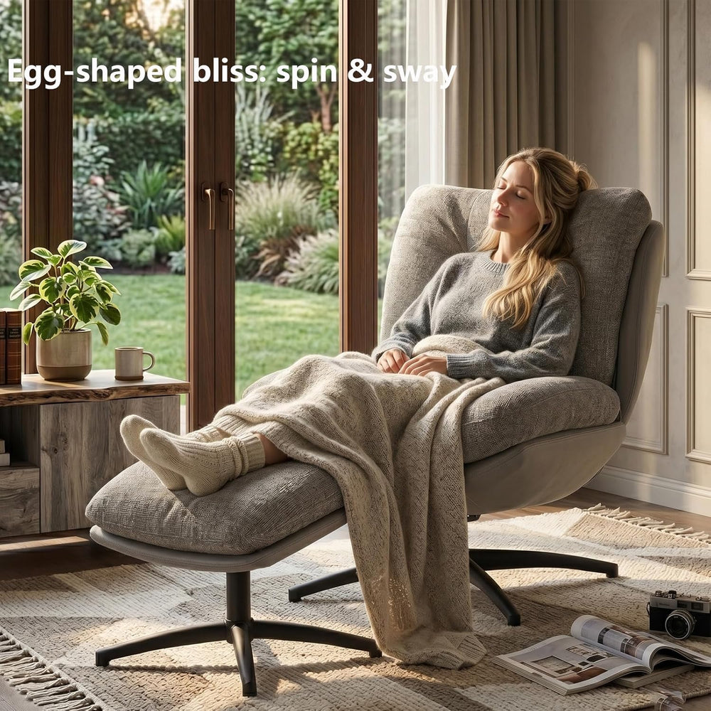 K Knowbody Swivel Accent Chair with Ottoman, 400lbs Capacity & Easy Assem...