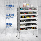6-Tier Classics Heavy-Duty Bin Rack, Industrial Solid Steel Wire Shelving Storage Unit, Organizer with 20 Bins, Gray, for Garage/Warehouse/Kitchen/Office/Classroom