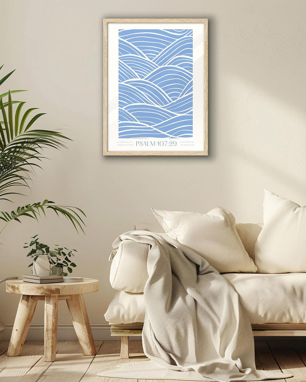 EcoHest 12x16 in Psalm 107:29 Ocean Waves Christian Framed Wall Art