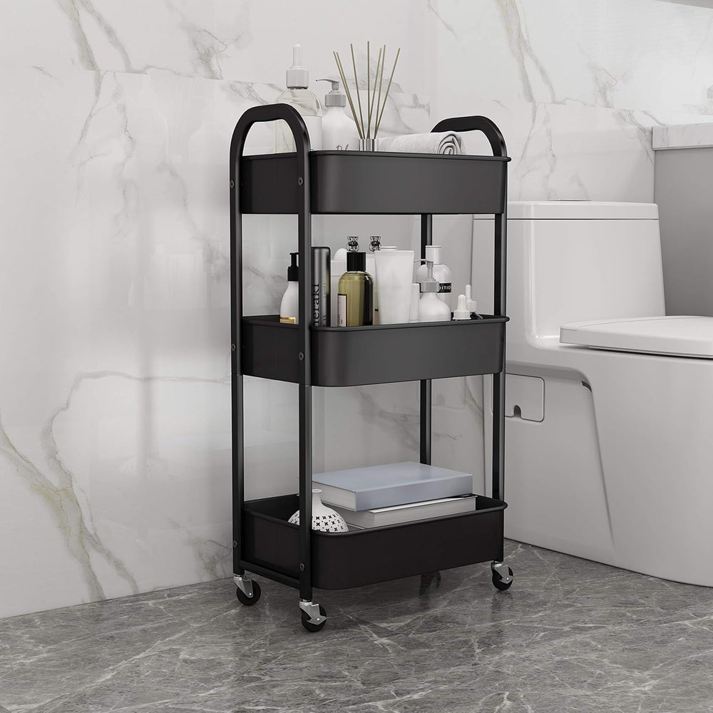 3-Tier Rolling Utility Cart with Caster Wheels,Easy Assembly, for Kitchen, Ba...