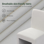 White Upholstered Dining Chairs Set of 2, Modern Dining Chairs, Kitchen & Dining Room Chairs, Linen Dining Chairs with Wooden Frame, Fabric
