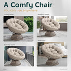 Bme 40" Ergonomic Wicker Papasan Chair