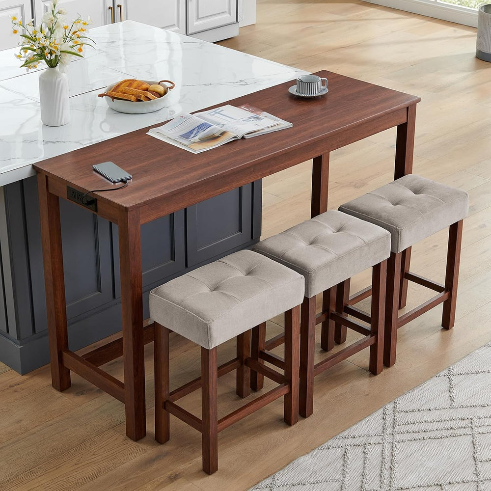 59" Dining Bar Table Set with Power Outlet, Behind Couch Sofa Table with...