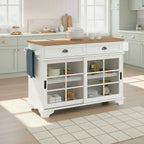 Walker Edison Carolina Modern Free-Standing 48 Inch Kitchen Island with Drawers, White
