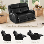Watson & Whitely Genuine Leather Power Loveseat Recliner Sofa, 2 Seat Wall Hugger Reclining Sofa with Power Headrest & Charging Ports, Dual Recliner Sofas for Living Room, RV, Black
