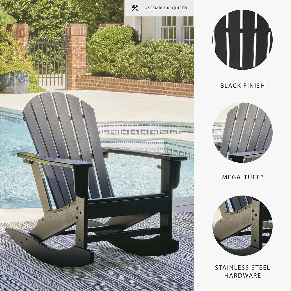 Signature Design by Ashley Sundown Treasure Outdoor Rocking Chair in Black, A...