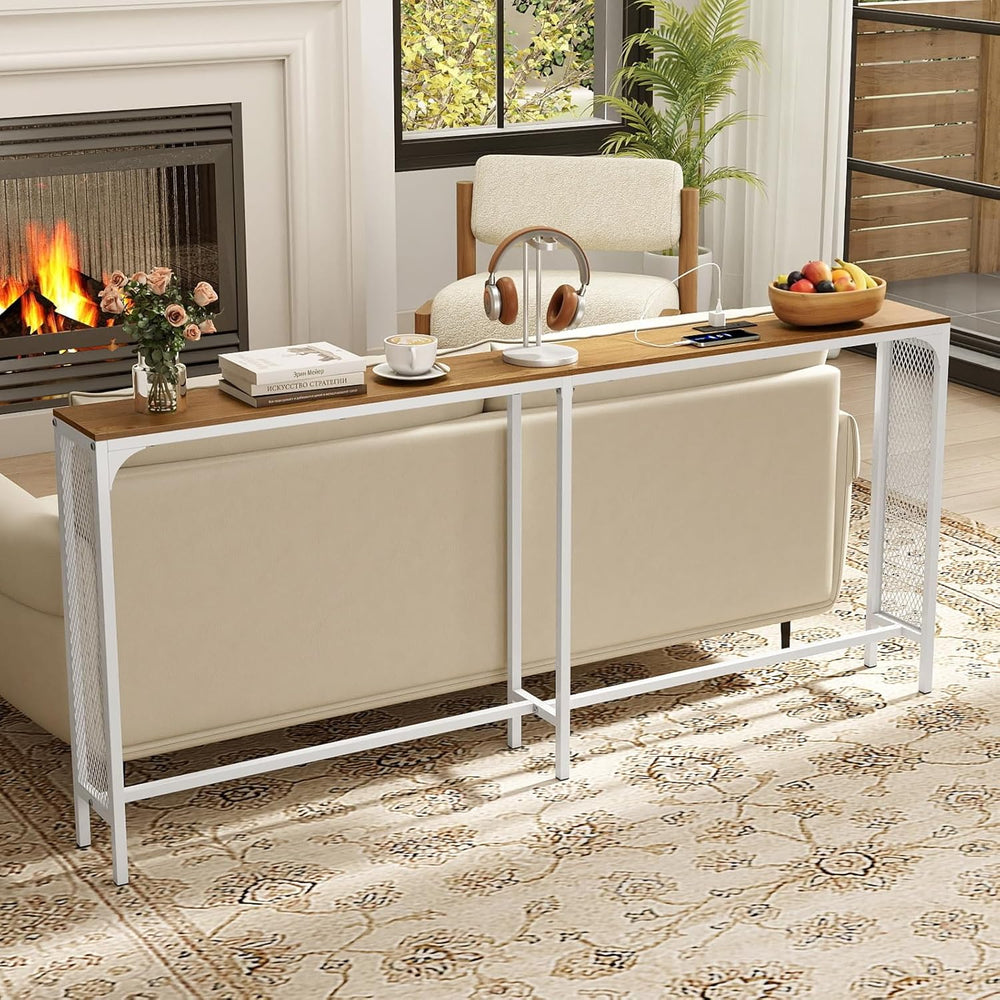 GIANTEX 71" Narrow Console Table with 2 Power Outlets and USB-C Ports | ...