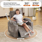 Electric Glider Rocker Recliner Chair with Massage and Heat Power Swivel Recliner Sofa with Adjustable Armrests and Headrest for Living Room