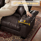 Faux Leather Sofa, Mid Century Modern Leather Upholstered Deep Loveseats, Comfy Cloud Couch, Tufted Pillow Top Arm Furniture for Living Room, Apartment, Chocolate
