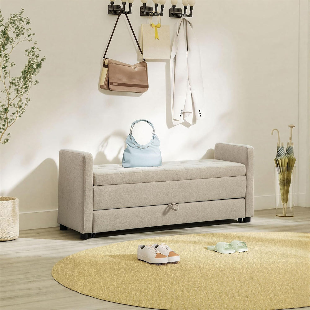 Chifee & Vingol 58.27" W Ottoman Bench with Double Storage Space, Up...