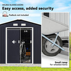 Outsunny 11' x 9' Outdoor Storage Shed, Garden Tool Metal Shed with Foundation Kit, Double Lockable Door, Air Vents and Sloping Roof, for Backyard, Patio, Lawn, Dark Gray