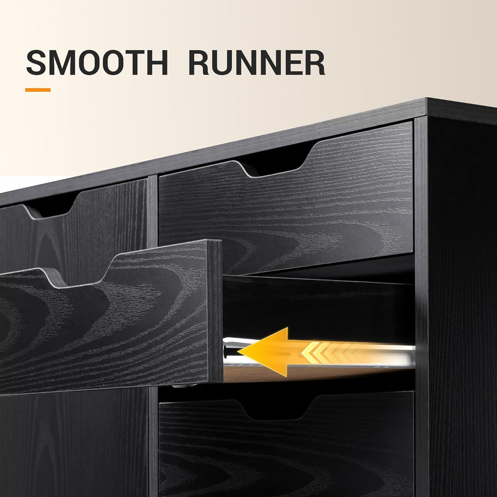 DEVAISE 5-Drawer Wood Drawer Cabinet, Office Storage Cabinet, Black | Craft S...