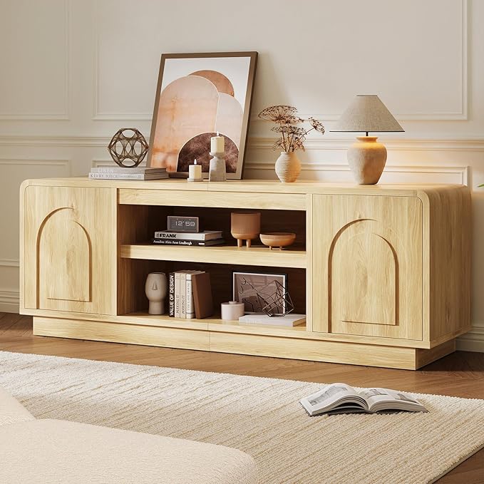 Bestier 63" Mid Century Modern TV Stand for Living Room, Wood Media Cons...