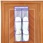 Over The Door Hanging Shoe Organizer Narrow Closet Door Shoe Storage 6 Large Clear Pockets Chart 2 Pack (PURPLE)