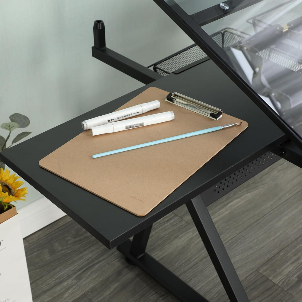 Height Adjustable Drafting Desk w/Stool and 2 Drawers | 0-75°Tilt&Height|...