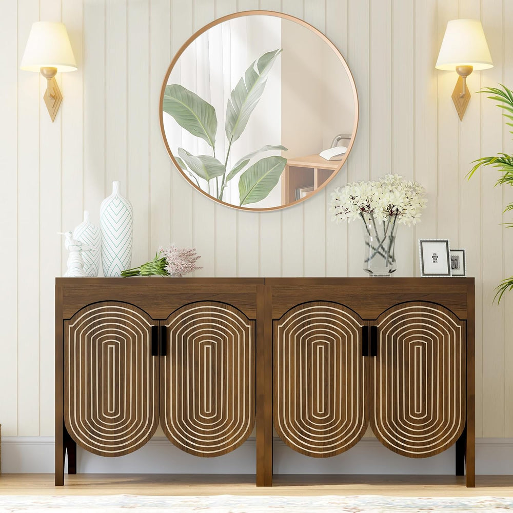 Fluted Sideboard Cabinet with Storage,Buffet Cabinet with Adjustable Shelves,...