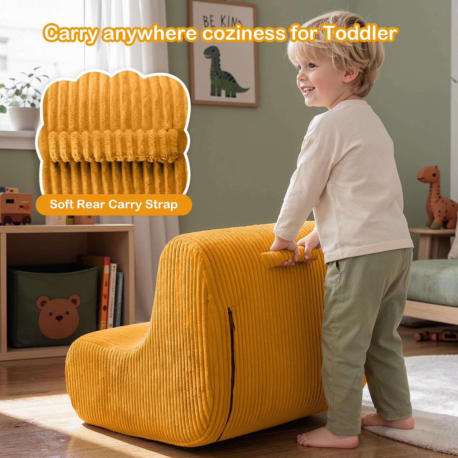 DAICO Kids Bean Bag Chair Toddler Lounge Reading Chairs Comfy 1-6 Years Old | Ultra-Soft Kids Sofa Couch with Handle for Playroom or Bedroom,Toddler sofa with Washable Cover, Gift for Boys and Girls
