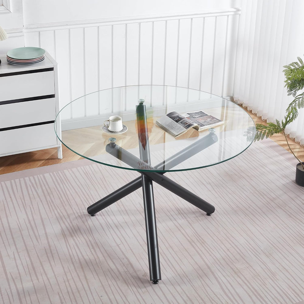 Modern Dining Room Table for 4 People, 36" Round Dining Table with Black...