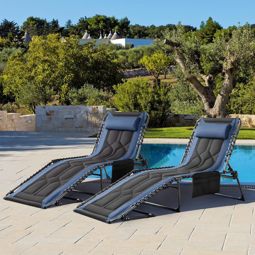 Flamaker Folding Chaise Lounge Outdoor Portable Lounge Chairs 4-Position Adju...