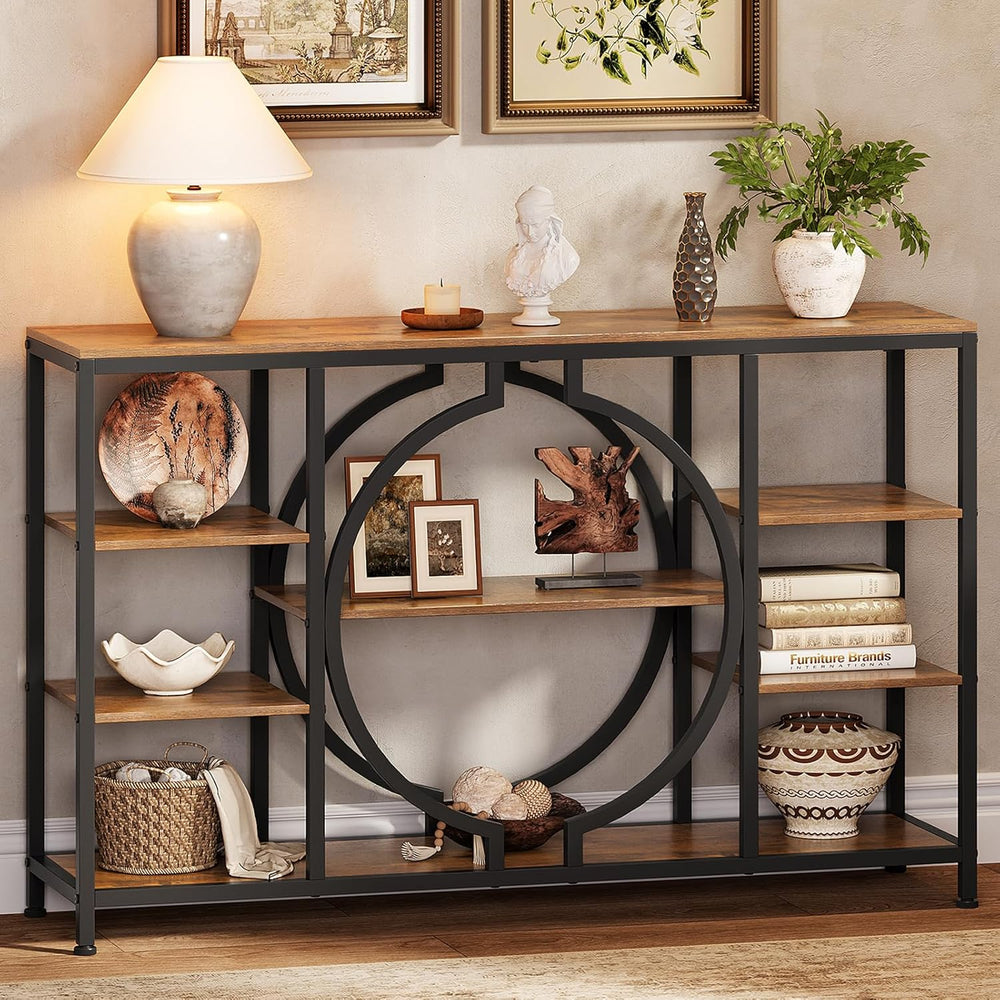 GiftGo 47" Industrial Console Tables for Entryway Rustic Sofa Table Behi...