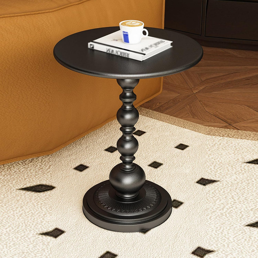 Round Side Table,Carbon Steel End Table,Small Accent Table,for Small Space Li...
