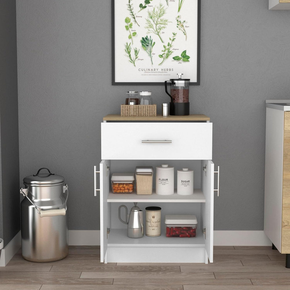 Modern Kitchen Pantry, Storage Cabinet with 1 Drawer, Particle Board, White +...