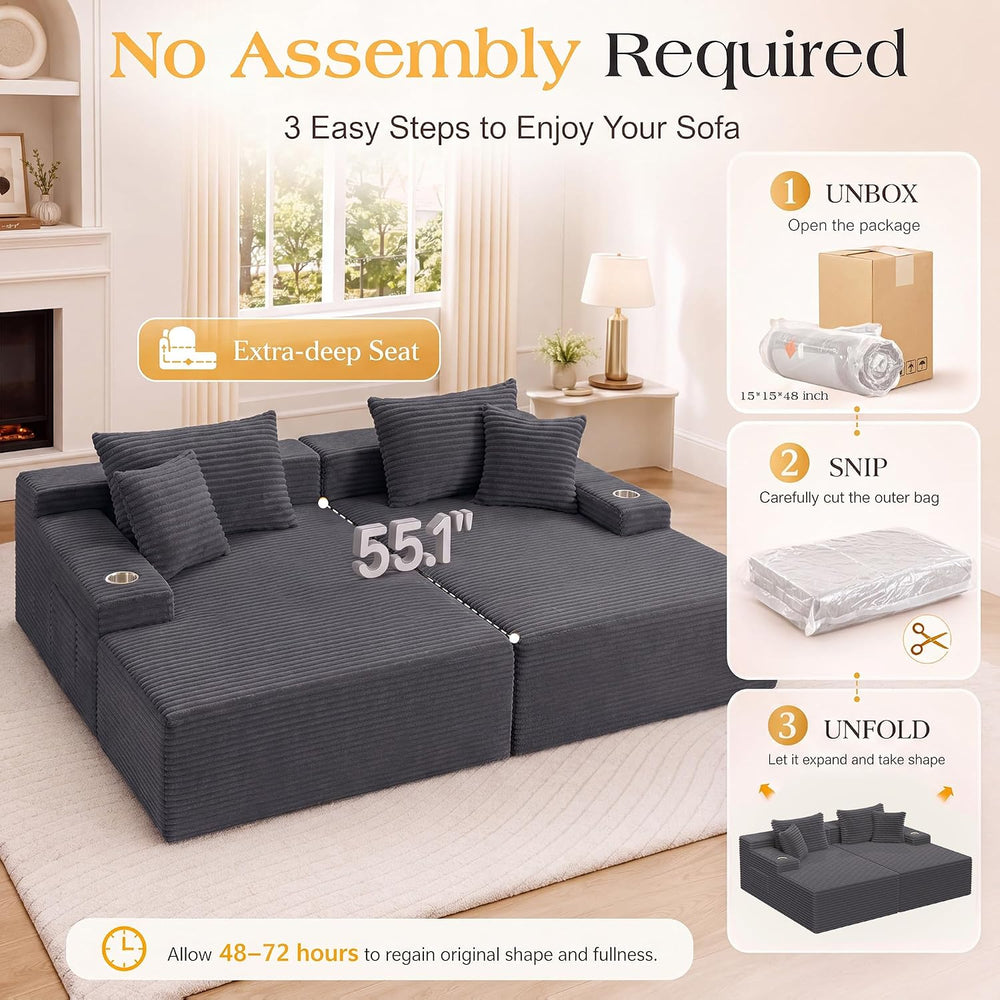 85'' Loveseat Chaise Lounge Chair, Oversized Double Couch | Deep Seat...