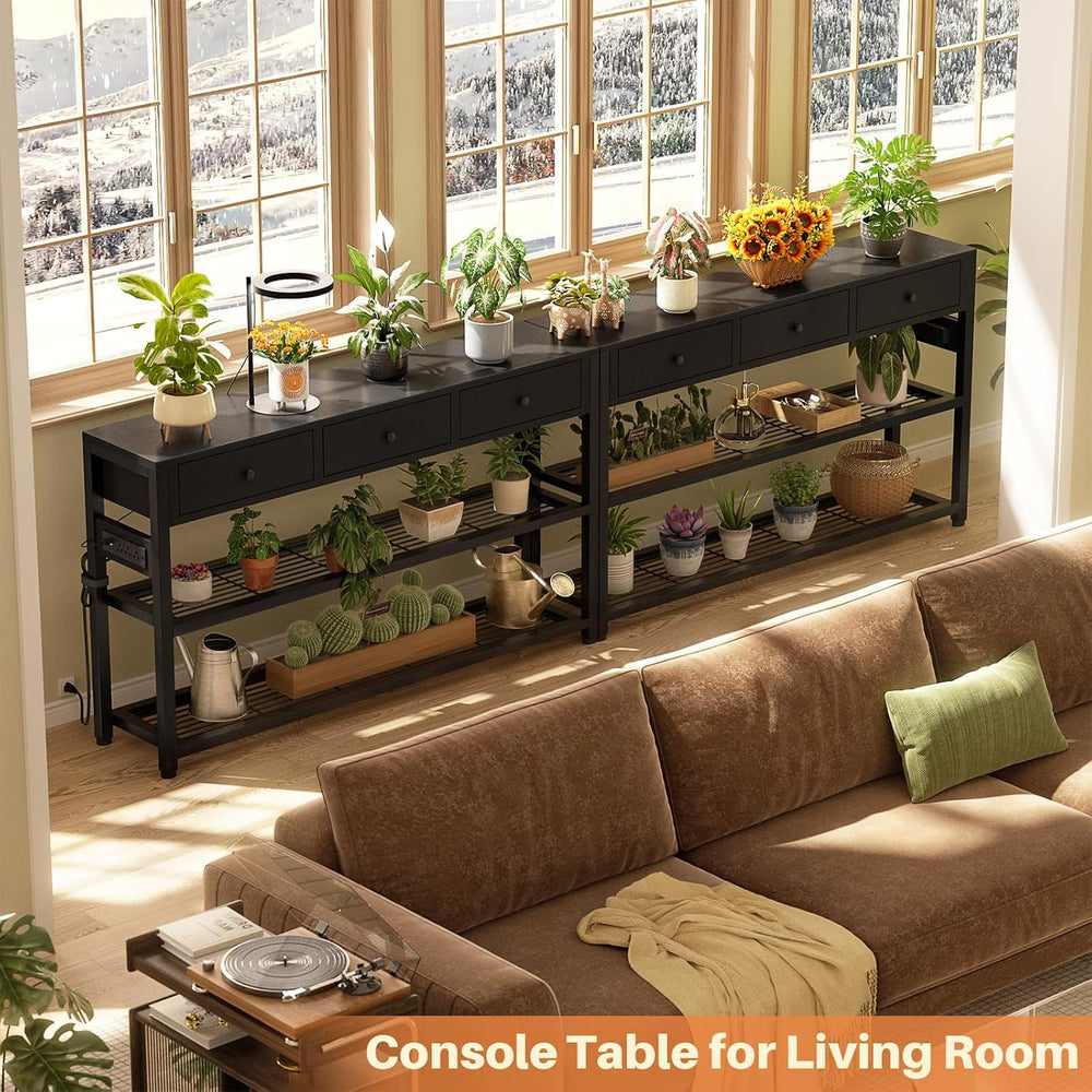 Ecopriso 47'' Entryway Table with Outlets and USB Ports, Console Tabl...