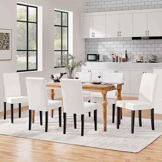 Yaheetech Dining Chairs Set of 6 Faux Leather Modern Dining Room Chairs with ...