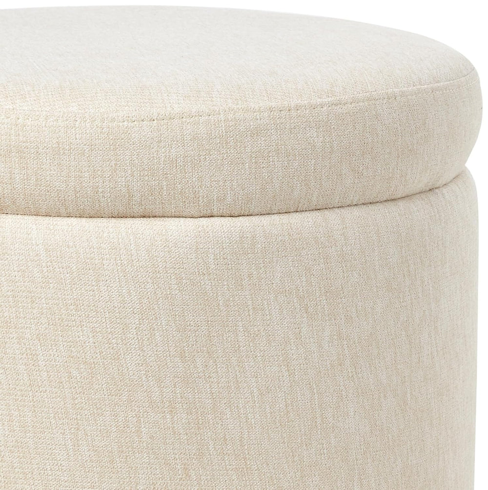 Evolur Vienna Ottoman with Nailhead Trim in Sweet Cream, Made from Sturdy and...