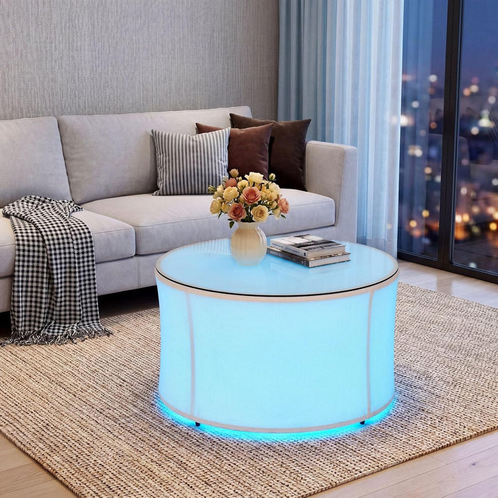 ONBRILL Led Round Coffee Table, 29" Center Table with Light