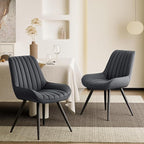 Modern Dining Chairs Set of 8,Upholstered Dining Room Chairs with Thick Cushions,Fabric Comfy Dining Chairs with Metal Legs for Dining Room Dark Grey