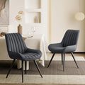 Modern Dining Chairs Set of 2,Upholstered Dining Room Chairs with Thick Cushions,Fabric Comfy Dining Chairs with Metal Legs for Dining Room Dark Grey
