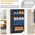 10 Tier Over the Door Shoe Organizer with Large Pockets, Hanging Shoe Rack for Closet Door Storage, Fits 20 Pairs of Sneakers Boots Hanger Holder, Black